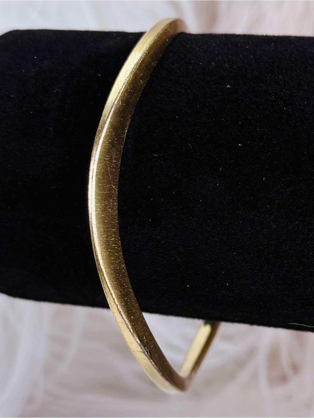 Beautiful, vintage, brushed goldtone, minimalist stacking angle bracelet
